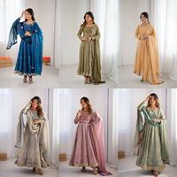 Set Abito Premium Fendy in Seta con Lavorazione a Codifica Sequenziale, Interno in Micro Cotone, Vita Elastica, Salwar Dupatta, Abbigliamento Etnico Reversibile per Feste