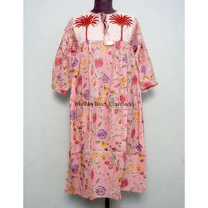 Robe Midi Bohème Moulante en Coton Imprimé Floral Numérique de Luxe à Col en V et Manches Longues pour Femme, Écologique, Lavable, Nettoyage à Sec - Product Image 4