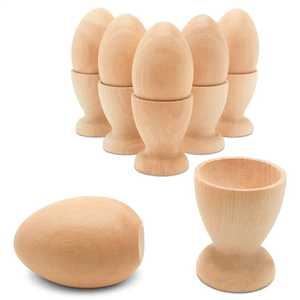 Juego de Porta Huevos de Madera Natural, Soporte para Huevos Cocidos, Taza para Servir Huevos, Soporte para Huevos para el Desayuno, Ecológico - Product Image 1