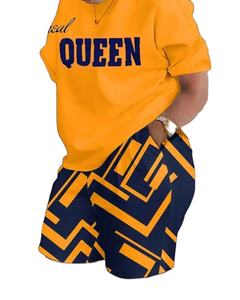 Ensemble deux pièces décontracté à manches courtes pour femmes 2025 Ensemble d'été avec lettre imprimée et poche pour femmes T Shirt Shorts 2 pièces - Product Image 5