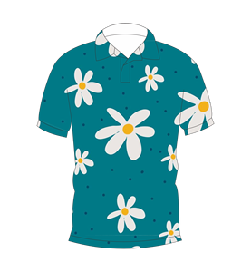 Polo pour homme à manches courtes, imprimé floral marguerite turquoise, décontracté, pour l'été, idéal pour le golf - Product Image 1