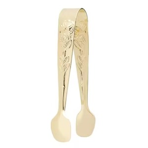 Pinces à glace en métal plaqué or avec gravure florale, résistantes à la chaleur, pour seaux à glace et fêtes - Product Image 1