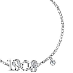 Bracelet tennis argenté avec breloque numérique décorative – Accessoire de mode élégant pour femme, idéal pour mariage ou cadeau - Product Image 6