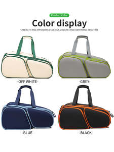 Sac de tennis et de pickleball unisexe – Sac de transport matelassé en nylon imperméable avec fermeture éclair et logo personnalisé - Product Image 3