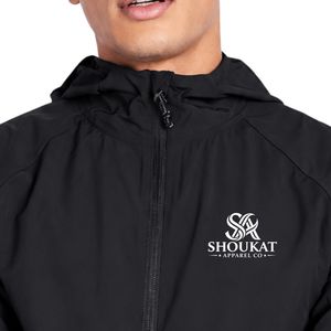 Veste technique noire pour homme, légère, à capuche, à manches longues, veste de sport décontractée, coupe-vent d'extérieur avec poche avant, vêtement de sport - Product Image 4