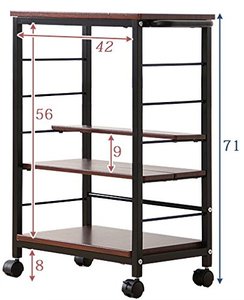 Wooden Three-Tier Durable Serving Trolley with Wheels Adjustable Shelves Kitchen <b>Cart</b> Home Dining Room - Product Image 5