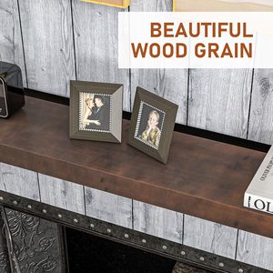 "Single-Tier Walnut Brown Fir Wood Floating <b>Shelf</b> <b>Wall</b> <b>Mounted</b> Mantel" - Product Image 4