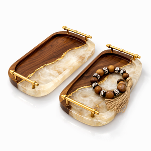 Plateau de service en bois de grande taille, forme irrégulière, durable, luxueux, classique, pour la décoration de mariage, utilisation pour les goûters et les repas - Product Image 5