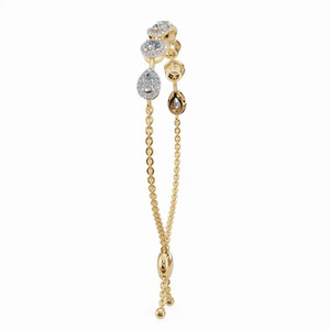14K Yellow Gold Emerald/Pear/Round Cuts Lab Grown Diamond Filled Very Good Cut <b>Adjustable</b> Luxury Women's Engagement <b>Bracelet</b> - Product Image 5