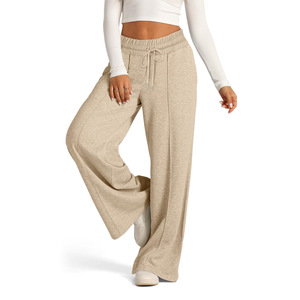 Pantalon de survêtement taille haute ample et décontracté pour femme grande taille, couleur unie, avec cordon de serrage et poches - Product Image 6