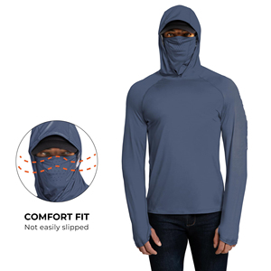 Men's UPF 50 Quick Dry Casual Fishing <b>Hoodie</b> Long Sleeve Anti-<b>Uv</b> Polyester Pullover Solid Color Outdoor Wear - Product Image 3