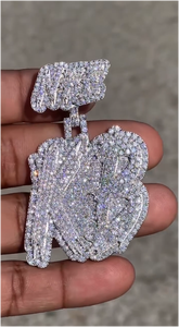 Bijoux Hip Hop de Luxe, Pendentif Personnalisé avec Nom, Pendentif Lettre Logo en Moissanite VVS, pour Hommes - Product Image 3