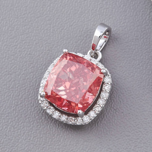 <b>Cushion</b> Cut Morganite Pendant Necklace 925 Silver Rhodium Plated Classic Women's Jewelry Everyday Wear - Product Image 2