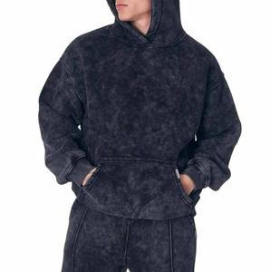 Survêtements de sport OEM en coton 100% imprimé délavé à l'acide, ensemble de jogging personnalisé en gros, sweat à capuche oversize et pantalon baggy pour hommes - Product Image 3