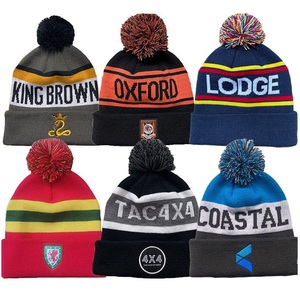 Unisex Custom Hand-Knitted Cotton Yarn Slouchy Beanie Letter Pattern Winter Bobble Hat for Adults-Digital Printing Wholesale - Product Image 1