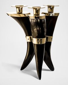 Candelabro de Cuerno Hecho a Mano con Diseño de Animales, Pieza Decorativa Antigua para Navidad - Product Image 1