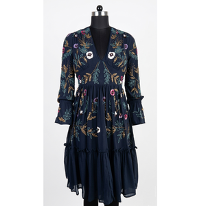 Women Fancy Casual <b>Summer</b> <b>Dress</b> Hand Embroidery Polyester Full Sleeve Midi Knee Length Evening Party Wear <b>Dresses</b> for Women - Product Image 1