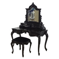 Tabouret de coiffeuse Rococo Commode de maquillage avec tiroirs Commode en bois avec miroir pour meubles de chambre classiques