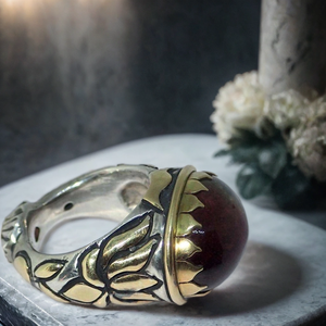 แหวนสองโทนสีเงินแท้18K ทำด้วยมือสำหรับงานแต่งงานและปาร์ตี้ของผู้หญิงแหวนทองและ925 - Product Image 1