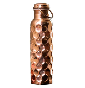 Botella de Agua de Cobre Ayurvédica de Diseño Único, 100% Cobre, Botella Simple para Viajes y Escuela - Product Image 3