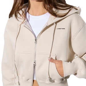 Customized Women <b>Cropped</b> Full <b>Zip</b> Hoodie Relaxed Fit Cotton Fleece Sweatshirt OEM ODM Casual Apparel Manufacturer - Product Image 3