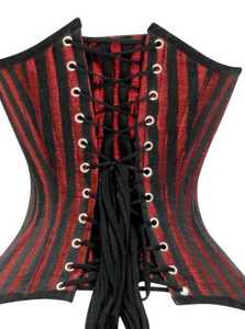 <b>Women</b> Red Black Striped <b>Corset</b> Firm Control Under Bust <b>Corset</b> Hook-and-Eye Design Breathable Shapewear Adult Size Standard - Product Image 3