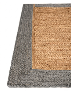 Alfombra ovalada hecha a mano de yute natural con borde gris, alfombra rústica trenzada para sala de estar, comedor, dormitorio, pasillo - Product Image 4
