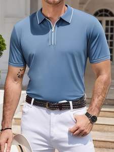 Camisas de Golf con Cierre para Hombre, Manga Corta, Estilo Casual, Polo, Absorbentes de Humedad, Color Sólido, a la Moda - Product Image 2