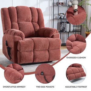 Dual Motor Heat Massage <b>Recliner</b> Infinite Position up to 350 LBS Electric Power Lift with Remote Medium Firm for Heavy Users - Product Image 2