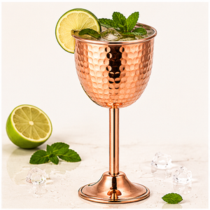 Handmade 100% Pure Hammered Copper <b>Wine</b> <b>Goblet</b> with Brass Stem Luxury Barware Cocktail Glass For Home And Hotel Use Low Price - Product Image 2