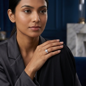 Bague de fiançailles classique pour femme, coupe ovale, avec diamants de laboratoire sur les côtés, alliance plaquée platine de luxe, certifiée IGI, bague de mariage - Product Image 4