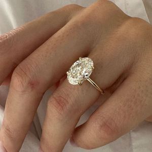 Bague de fiançailles solitaire en diamant de laboratoire ovale de 4 carats, certifiée IGI, or 14 carats, bijoux de luxe pour mariage et anniversaire - Product Image 5