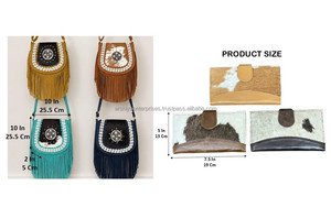 Conjunto de 2 piezas de diseño más reciente 2026 para mujer, venta al por mayor, bolsos cruzados de cuero genuino con flecos, conjunto de carteras occidentales premium - Product Image 2