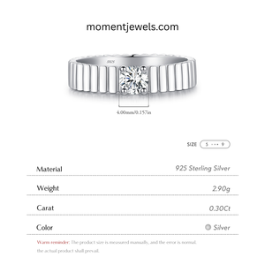 Bague en argent sterling 925 avec moissanite, style vintage simple unisexe, incrustation brillante, bague ronde pour le doigt, plaqué rhodium, bijoux fins pour moi - Product Image 5