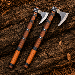 Hacha Vikinga Ragnar con Mango de Madera de Palisandro Envuelto en Cuero, Hoja de Acero con Alto Contenido de Carbono, Herramienta para Acampar, Supervivencia y Corte de Madera, ODM - Product Image 4