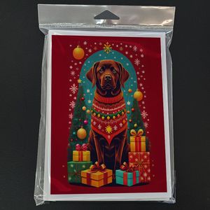Whimsical Labrador Retriever Holiday Christmas Tarjetas de felicitación Pack 8 Tarjetas de nota A7 en blanco con sobres Tamaño 5x7 - Product Image 3