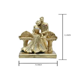 Estatua Romántica de Pareja eGolden, Decoración de Boda, Figura Elegante en Banco, Regalo - Product Image 3