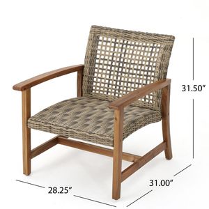 Set di 2 Sedie Club da Esterno in Vimini e Legno di Acacia con Telaio in Legno di Acacia - Product Image 5