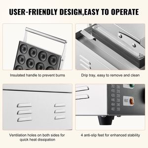Commercial Electric Donut <b>Maker</b> 1550W Double-Sided 12-Hole Heating <b>Waffle</b> Machine with Non-Stick Surface - Product Image 5