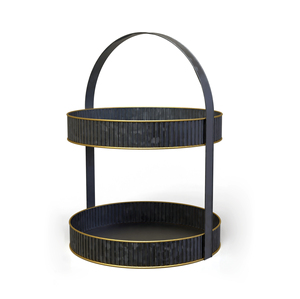 Support à gâteau en métal à trois niveaux avec motif diamant, surface antiadhésive, plateau rond, présentoir - Product Image 2
