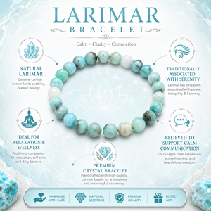 Pulsera Elástica de Piedras Preciosas Redondas de Larimar Natural de 8 mm, Pulsera de Cuentas de Cristal, Suministro al por Mayor - Product Image 5