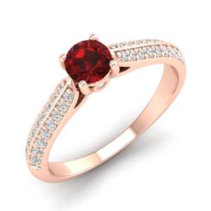 Anillo de Plata de Ley 925 con Granate de Corte Redondo de 0.5 Quilates, Venta Directa de Fábrica REYES, Certificado GRA, Joyería Fina con Moissanita - Product Image 2