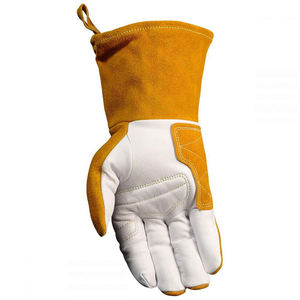 Heat protection Industrial Metal Forge Foundry Split Leather <b>Long</b> Cuff Tig Mig Welding Work <b>Gloves</b> - Product Image 3