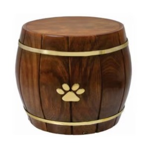 Impresiones de patas de madera para mascotas, urna de madera marrón de primera calidad, recuerdo de cremación para servicios de funerario, estilo americano - Product Image 3