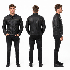<b>Men</b> Street Style Leather <b>Jackets</b> Full Sleeve Stand Collar Zipper <b>Jacket</b> <b>Men</b> <b>Racing</b> Leather <b>Jacket</b> Breathable Chest Pocket <b>Jacket</b> - Product Image 5