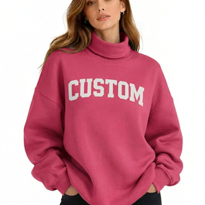 Sudadera de cuello alto de estilo urbano para mujer, corte holgado, ropa informal, fabricante de marca privada - Product Image 1