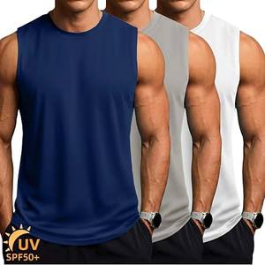 Lot de 6 débardeurs noirs sans manches pour hommes, tricotés, col rond, sous-vêtements décontractés, gilet de sport uni - Product Image 3
