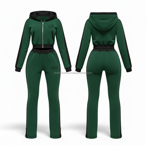 Ensemble de survêtement gris à capuche pour femme, manches longues, fermeture éclair sur le devant, pantalon de jogging décontracté, couleur unie, tenue d'automne - Product Image 3