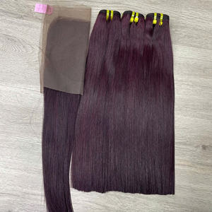 Vente en gros d'extensions de cheveux vietnamiennes 100% Super Double os droit bordeaux tissage cheveux vierges bruts - Product Image 3