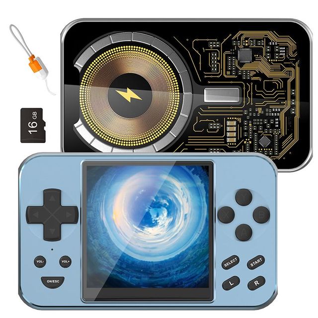 Handheld Game Console 480x320 Resolution Android System Wi-Fi Support for Support 6000+ Classic Games Blue Color